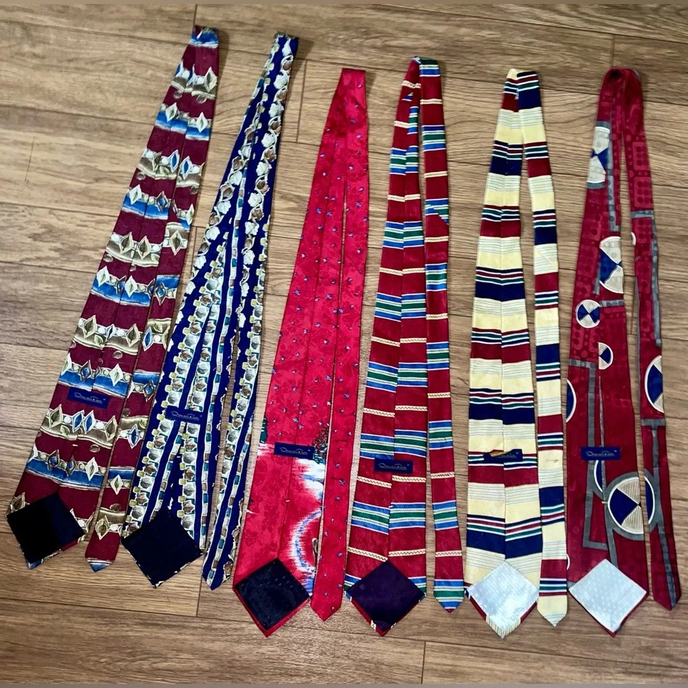 Lot 6 silk ties Oscar De La Renta craft unique classy - Picture 6 of 7